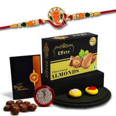 Shri Ganesh Rakhi For Brother Set Of 1 With Chocolate Almonds 32gm (K1_251_CA32)