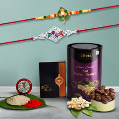 Rakhi (K2_307+A42_BS) & Chocolate Butter Scotch 96gm, Rakhi & Chocolate for brother, Rakhi with chocolate, rakhi with gift, Rakhi Combo, Set of 2 Rakhi, Chocolate