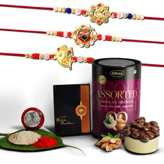 (K3_13+14+15_AS) Rakhi Combo with Assorted Chocolate Dryfruits 96gm, Rakhi & Chocolate for brother, Fancy Rakhis for men stylish, rakhi with gift, Rakhi Combo, Set of 3, Chocolate