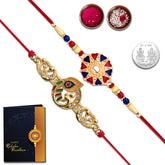 Unisex Adult Rakhi Combo With (K2_536+544) Pooja Coin & Rakhi Card, Rakhi For Brother | Rakhi For Brother And Bhabhi | Silver Rakhi For Brother | Rakhi Set Of 1