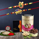 Lord Ganesh Rakhi For Brother | Shri Krishna Rakhi |Rakhi WIth Assorted Chocolate Dryfruits 96gm (K2_309+320_MRN)