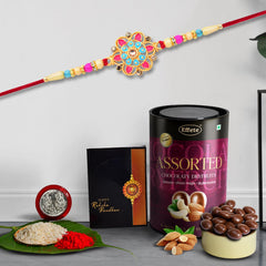 Rakhi (K1_407_AS) & Assorted Chocolate Dryfruits 96gm| Rakhi for brother with gift | handmade rakhi |rakhi combo for brother | stylish rakhi for brother | Set of 1 Rakhi |