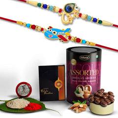 Rakhi (K2_267+438_AS) & Assorted Chocolate Dryfruits 96gm| Rakhi for brother with gift | Fancy Rakhis for men stylish |rakhi combo for brother | Set of 2 Rakhi | Chocolate|