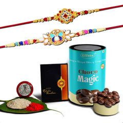 FLoral Design Rakhi For Brother | Butterfly Rakhi | Set Of 2 with Chocolate Magic 96gm (K2_514+515_CM)