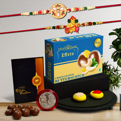 (K2_508+511_BS32) Rakhi Combo with Chocolate Butter Scotch 32gm, Rakhi & Chocolate for brother, Rakhi with chocolate, rakhi with gift, Rakhi Combo, Set of 2 Rakhi, Chocolate