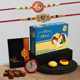 Rakshabandhan OM Rakhi & Floral Rakhi For Brother Set Of 2 with Chocolate Butter Scotch 32gm (K2_517+518_BS32)