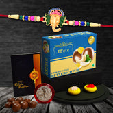 Multicolor Bracelet/ Rakhi (K1_309_BS32) & Chocolate Butter Scotch with Silver Color Pooja Coin, Roli Chawal & Greeting Card | Occasion | Rakhi for brother with gift | bracelets for men stylish |rakhi combo for brother | Set of 1 Rakhi | Rak