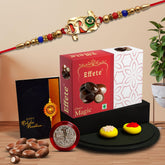 Rakhi For Brother Set Of 1 with Silver Color Pooja Coin, Rakhi With Greeting Card, Rakhi For Brother And Bhabhi, Rakhi With Chocolate, Rakhi For Kids, Rakhi With Sweets (K1_553_EM32), 200 grams