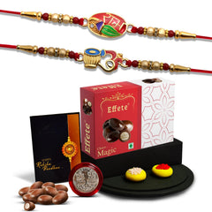 Rakhi For Brother Set Of 2 with Silver Color Pooja Coin, Rakhi With Greeting Card. (K2_251+258_EM32)