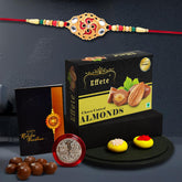 Rakhi (K1_528_CA32) & Chocolate Almonds 32gm | Rakhi Combo with card and chocolate | chocolates gift | Rakhi & Chocolate for brother | rakhi with gift | Set of 1 Rakhi