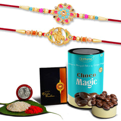 (K2_548+549_CM) Rakhi Combo with Chocolate Magic, Rakhi & Chocolate for brother, Rakhi with chocolate, rakhi with gift, Rakhi Combo, Set of 2 Rakhi, Chocolate