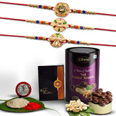 Rakhi For Brother Set Of 3 with Silver Color Pooja Coin, Rakhi With Greeting Card, Rakhi For Brother And Bhabhi, Rakhi With Chocolate, Rakhi With Gift For Brother, Rakhi For Kids, Rakhi Set, Rakhi Combo, Rakhi With Sweets (K3_263+264+265_BS)