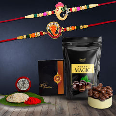 Rakhi (K2_251+258_SM) & Choco Magic (Pouch) | Rakhi Combo with card and chocolate | chocolates gift | Rakhi & Chocolate for brother | rakhi with gift | Set of 2 Rakhi