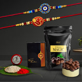 Rakhi (K2_275+277_SM) & Choco Magic (Pouch), Rakhi & Chocolate for brother, Rakhi with chocolate, rakhi with gift, Rakhi Combo, Set of 2 Rakhi, Chocolate