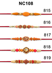 (K5_NC108_CM32) Rakhi Combo with Chocolate Magic 32gm, Pooja Coin & Greeting Card| Rakhi for brother with gift | handmade rakhi |rakhi combo for brother | stylish rakhi for brother | rakhi set of 5 |