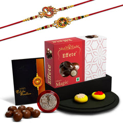 Rakshabandhan OM Rakhi For Brother | Floral Design Rakhi | Set Of 2 with Chocolate Magic 32gm (K2_551+552_EM32)