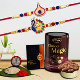 Mor Pankh Rakhi combo Gift For Brother with center filled chocolate | Peacock Rakhi | Rakhi Gift for Brother/Sister | Bracelet Rakhi | Rakhi Set Of 2 (K2_297+298_CD)