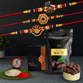 Rakhi (K3_313+314+315_SM) & Choco Magic (Pouch)| Rakhi for brother with gift | handmade rakhi |rakhi combo for brother | stylish rakhi for brother | Set of 3 Rakhi |