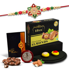 FLower Design Rakhi For Brother Set Of 1, Rakhi Combo with Chocolate Almonds 32gm(K1_413_CA32)