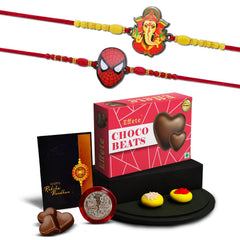 Lord Ganesha Rakhi for Brother | Spiderman Rakhi for Kids | Rakhi Combo with Chocolates and Greeting Cards