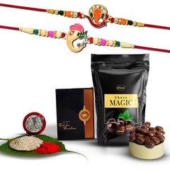Rakhi (K2_251+258_SM) & Choco Magic (Pouch) | Rakhi Combo with card and chocolate | chocolates gift | Rakhi & Chocolate for brother | rakhi with gift | Set of 2 Rakhi
