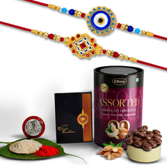 Rakhi (K2_515+516_AS) & Assorted Chocolate Dryfruits 96gm| Rakhi for brother with gift | Rakhi with chocolate |rakhi combo for brother | Set of 2 Rakhi | Chocolate|