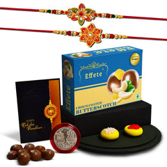 (K2_522+526_BS32) Rakhi Combo & Chocolate Butter Scotch 32gm| Rakhi & Chocolate for brother | Fancy Rakhis for men stylish | rakhi with gift | Rakhi Combo | Set of 2 | Chocolate
