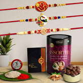 Rakhi For Brother Set Of 3 with Silver Color Pooja Coin, Rakhi With Greeting Card, Rakhi For Brother And Bhabhi, Rakhi With Chocolate, Rakhi With Gift For Brother, Rakhi For Kids, Rakhi Set, Rakhi Combo, Rakhi With Sweets (K3_277+282+293_AS)
