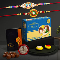 Rakhi (K2_513+514_BS32) & Chocolate Butter Scotch 32gm| Rakhi for brother with gift | Rakhi with chocolate |rakhi combo for brother | Set of 2 Rakhi | Chocolate|