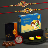 (K2_551+552_BS32) Rakhi Combo with Chocolate Butter Scotch 32gm, Pooja Coin & Greeting Card, Rakhi Gift Hamper, stylish rakhi for brother, Rakhi & Chocolate for brother, rakhi brother, rakhi with gift, handmade rakhi, rakhi set of 2