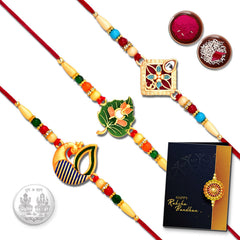 Traditional Rakhi Set With Ganesha, Om, And Decorative Patterns Pack Of 3 Designer Rakhis For Brothers Best Rakhi Combo For Brothers Attractive Rakhi Set Of 3 - Perfect For Siblings