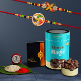 Rakhi (K2_546+547_CM) & Chocolate Magic | Rakhi for brother with gift | Fancy Rakhis for men stylish |rakhi combo for brother | Set of 2 Rakhi | Chocolate|