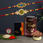 Rakhi (K2_548+549_EM) & Chocolate Magic | Rakhi Combo with card and chocolate | chocolates gift | Rakhi & Chocolate for brother | rakhi with gift | Set of 2 Rakhi