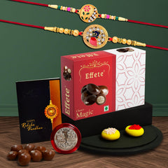 Rakhi (K2_431+507_EM32) & Chocolate Magic 32gm| Rakhi for brother with gift | Rakhi with chocolate |rakhi combo for brother | Set of 2 Rakhi | Chocolate|