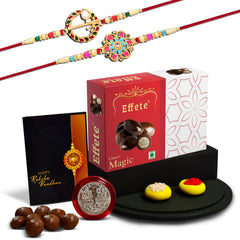 Rakhi (K2_559+560_EM32) & Chocolate Magic 32gm| Rakhi for brother with gift | Fancy Rakhis for men stylish |rakhi combo for brother | Set of 2 Rakhi | Chocolate|