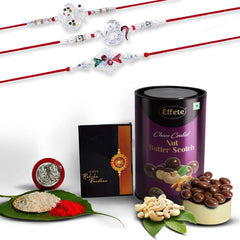 Rakhi (K3_A8+A13+A42_BS) & Chocolate Butter Scotch 96gm| Rakhi for brother with gift | Rakhi with chocolate |rakhi combo for brother | Set of 3 Rakhi | Chocolate|