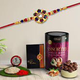 Rakhi (K1_550_AS) & Assorted Chocolate Dryfruits 96gm, Rakhi for brother with gift, Rakhi with chocolate, rakhi combo for brother, Set of 1 Rakhi, Chocolate