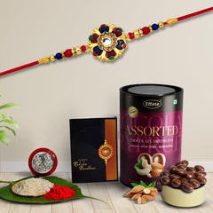 Rakhi (K1_550_AS) & Assorted Chocolate Dryfruits 96gm, Rakhi for brother with gift, Rakhi with chocolate, rakhi combo for brother, Set of 1 Rakhi, Chocolate