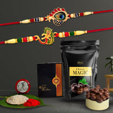 Rakhi (K2_308+905_SM40) & Choco Magic (Pouch), Rakhi & Chocolate for brother, Rakhi with chocolate, rakhi with gift, Rakhi Combo, Set of 2 Rakhi, Chocolate