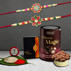 (K2_558+559_EM) Rakhi Combo with Chocolate Magic | Rakhi for brother with gift | Fancy Rakhis for men stylish |rakhi combo for brother | Set of 2 Rakhi | Chocolate |