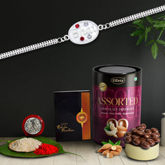 Rakhi (K1_A44_AS) & Assorted Chocolate Dryfruits 96gm, Rakhi for brother with gift, Rakhi with chocolate, rakhi combo for brother, Set of 1 Rakhi, Chocolate