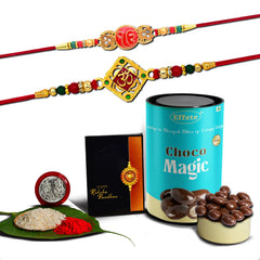 (K2_326+360_CM) Rakhi Combo with Chocolate Magic | Rakhi for brother with gift | chocolate gift pack |rakhi with Chocolate Gift Hemper | Fancy Rakhi for men | Set of 2 |