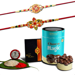 Rakhi (K2_526+528_CM) & Chocolate Magic, Rakhi & Chocolate for brother, Rakhi with chocolate, rakhi with gift, Rakhi Combo, Set of 2 Rakhi, Chocolate