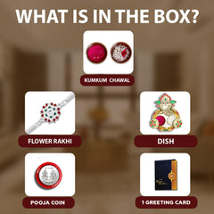 Rakhi for Brother Set of 1 with Dish, Silver Coin & Greeting Card, Rakhi for Brother and Bhabhi, Rakhi with Gift for Brother, Rakhi for Kids, Rakhi Set, Rakhi Combo (K1_A36_AA3)