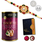 Multicolor Bracelet / Rakhi (K1_L8_AS) & Almond, Peanut, Butter Scotch Chocolate Combo | rakhi gift chocolate for brother | rakhi for kids | rakhi for brother | rakhi bhaiya | Rakhi for brother with gift | bracelets for men stylish | rakhi combo fo