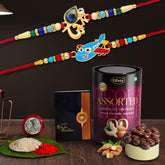 Rakhi (K2_267+438_AS) & Assorted Chocolate Dryfruits 96gm| Rakhi for brother with gift | Fancy Rakhis for men stylish |rakhi combo for brother | Set of 2 Rakhi | Chocolate|