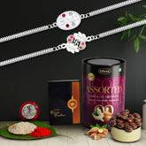 Rakhi (K2_A44+A45_AS) & Assorted Chocolate Dryfruits 96gm| Rakhi for brother with gift | Fancy Rakhis for men stylish |rakhi combo for brother | Set of 2 Rakhi | Chocolate|