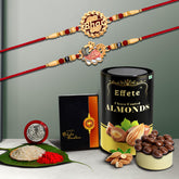(K3_505+506+507_AS) Multicolor Rakhi Combo with Assorted Chocolate Dry fruits 96gm, Silver Color Pooja Coin, Roli Chawal & Greeting Card| stylish rakhi for brother | Rakhi & Chocolate for brother | rakhi brother | rakhi with gift | handmade