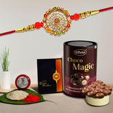 Rakhi For Brother Set Of 1 with Silver Color Pooja Coin, Rakhi With Greeting Card, Rakhi For Brother And Bhabhi, Rakhi With Chocolate, Rakhi With Gift For Brother, Rakhi For Kids, Rakhi Set, Rakhi Combo, Rakhi With Sweets (K1_703_CD)