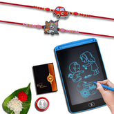 Rakhi Combo (K2_880+881_1360) & Tablet/Writing Pad for Kids with Pooja Coin & Greeting Card, rakhi for boys, Cartoon Rakhi, rakhi for kids, rakhi for brother kids, rakhi for kids boy, kids rakhi with gift, rakhi with gift for kids, rakhi set of 1